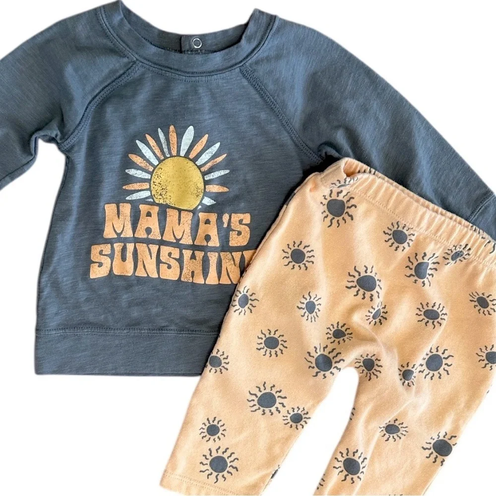 Grayson Mini ‘Mama’s Sunshine’ Boho Casual Outfit Set - 12 Months Baby Boy Girl